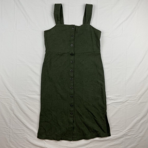 Madewell Dresses & Skirts - Madewell Texture and Thread Green Button Front Midi Dress Womens Small Casual